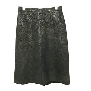 Overland Womens Embossed Black Leather Pencil Skirt Size XS-0 U.S.A.